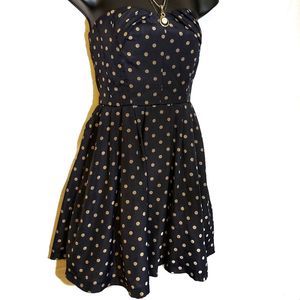 Papaya Navy Polka Dot Layered Strapless Dress M